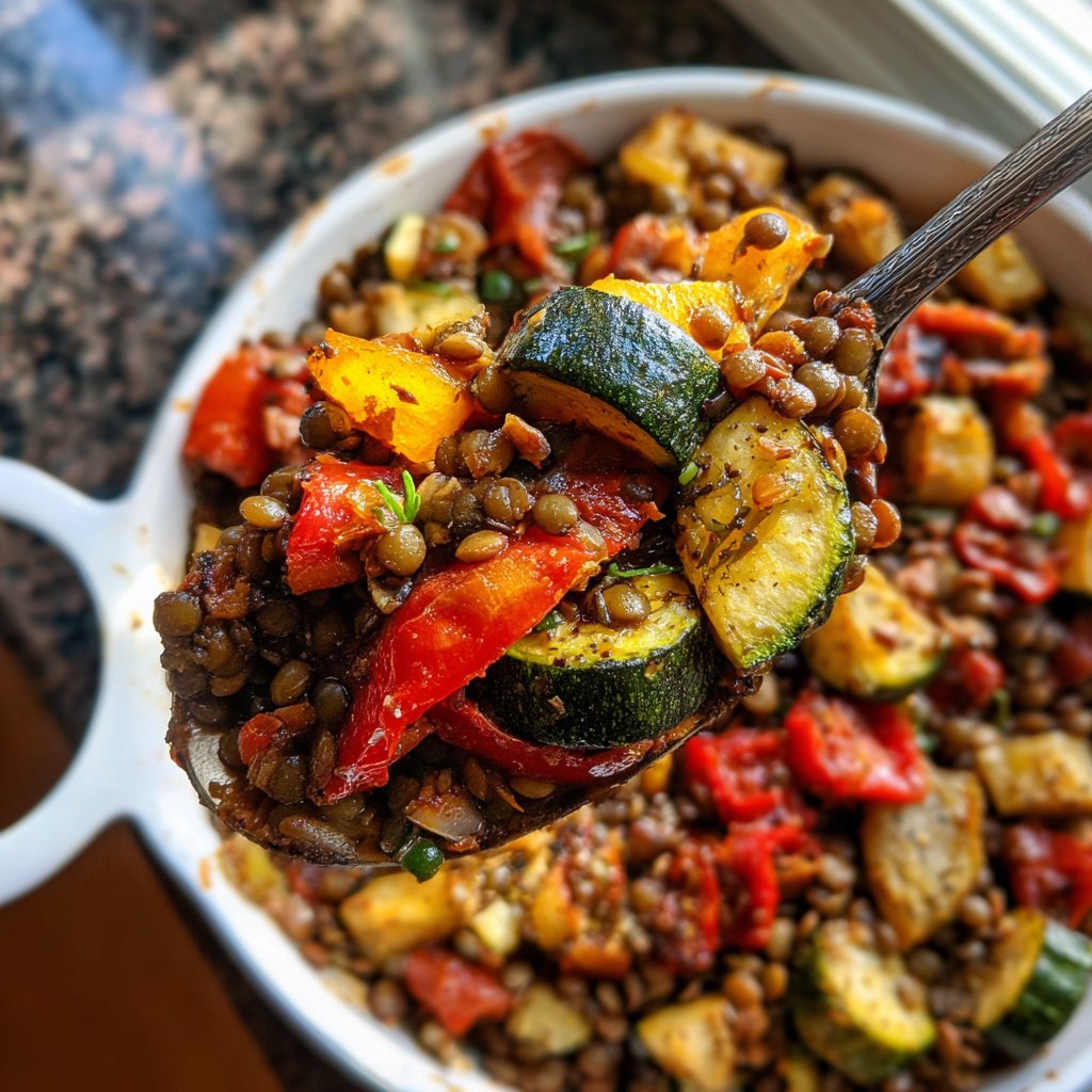 Roasted Veggie Lentil Skillet