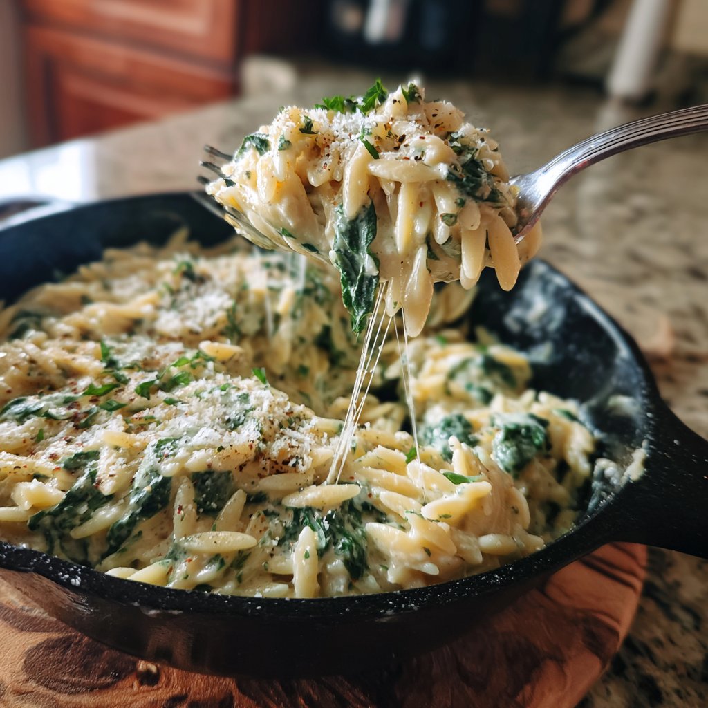 Creamy Spinach Parmesan Orzo