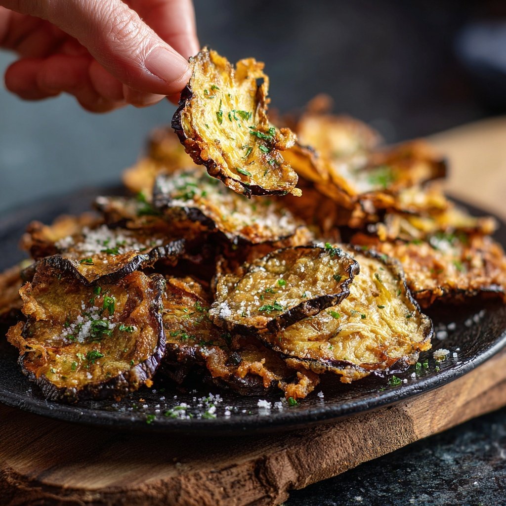 Crispy Eggplant Garlic Chips