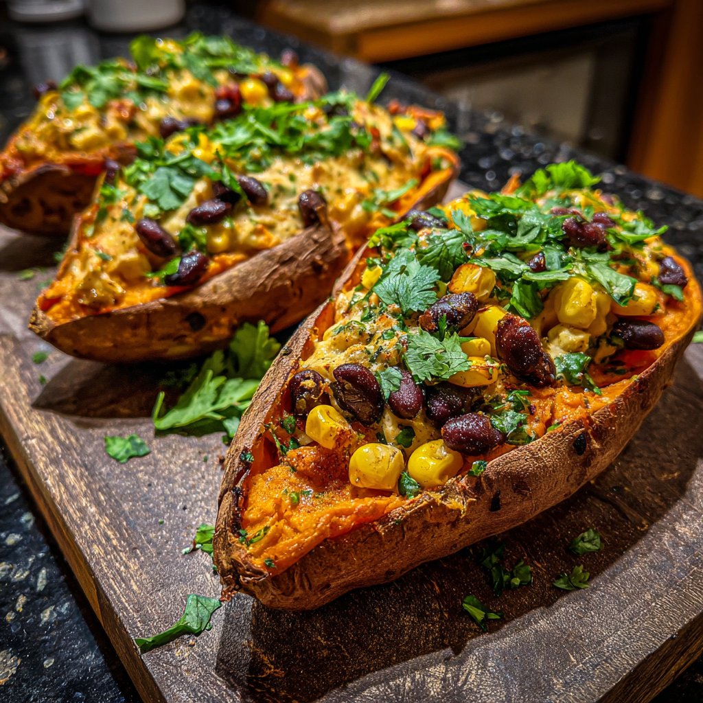 Baked Sweet Potato Veggie Boats