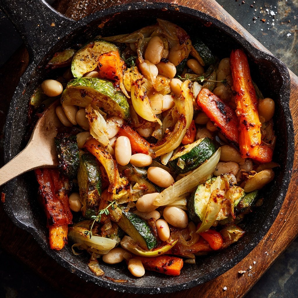 Roasted Veggie White Bean Skillet