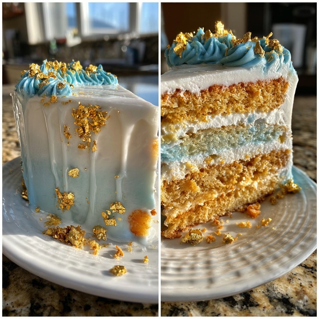 Pisces Cake Blue And Gold Theme
