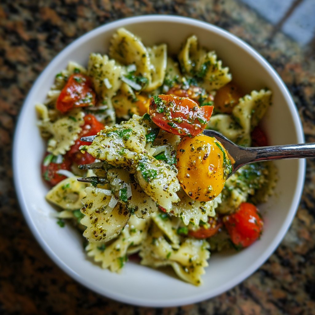 Healthy Lunch Pesto Pasta Salad