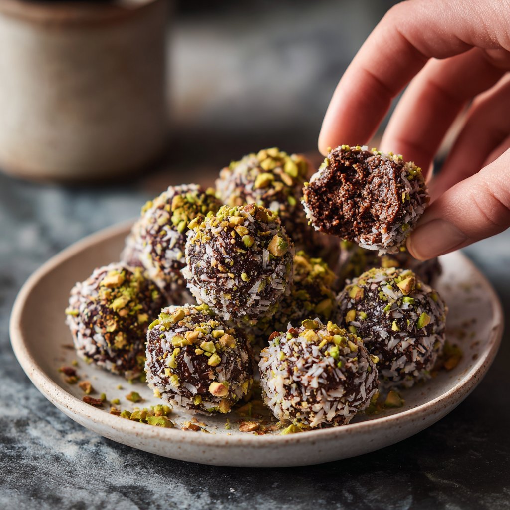 Chocolate Pistachio Coconut Bites