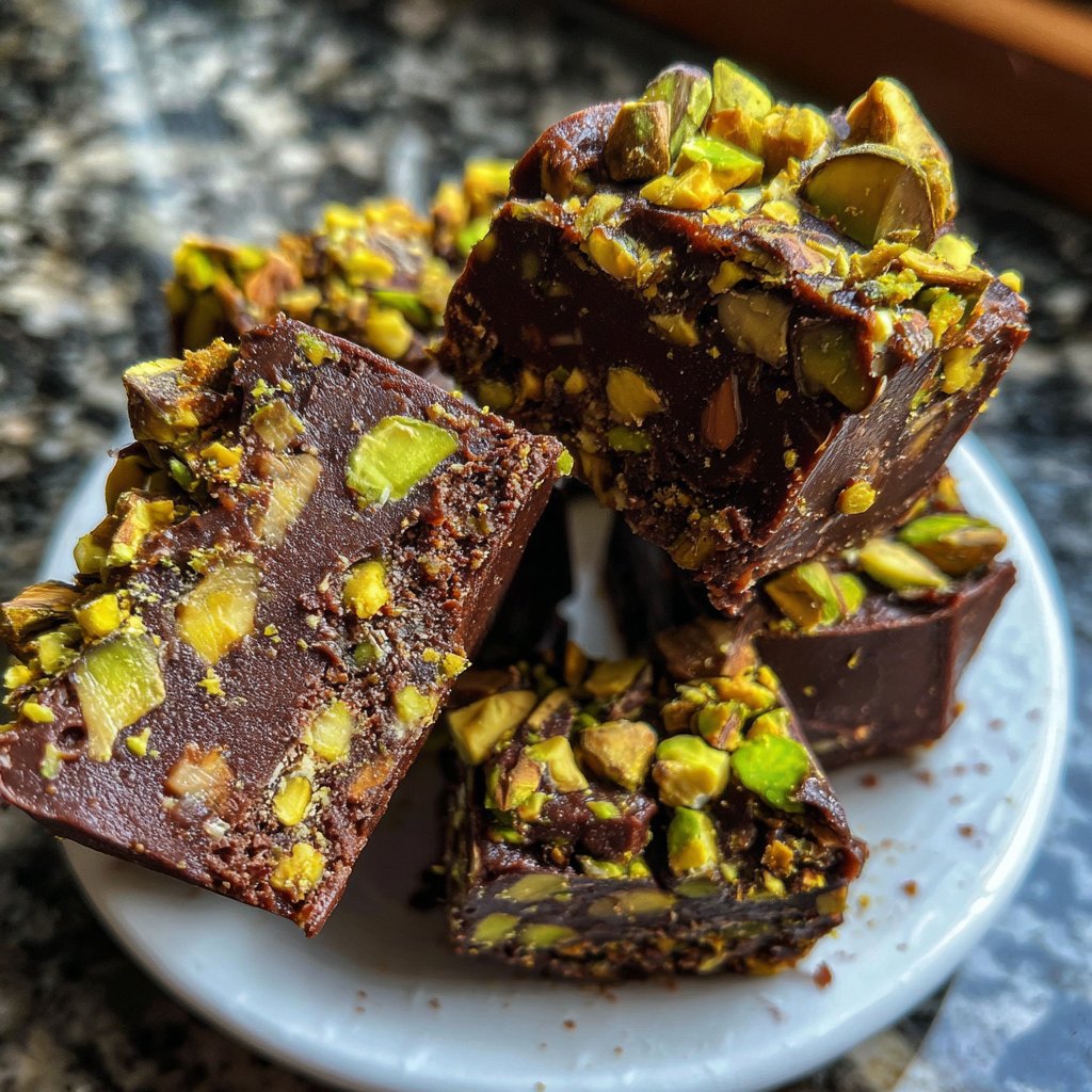 Chocolate Pistachio Fudge Bites