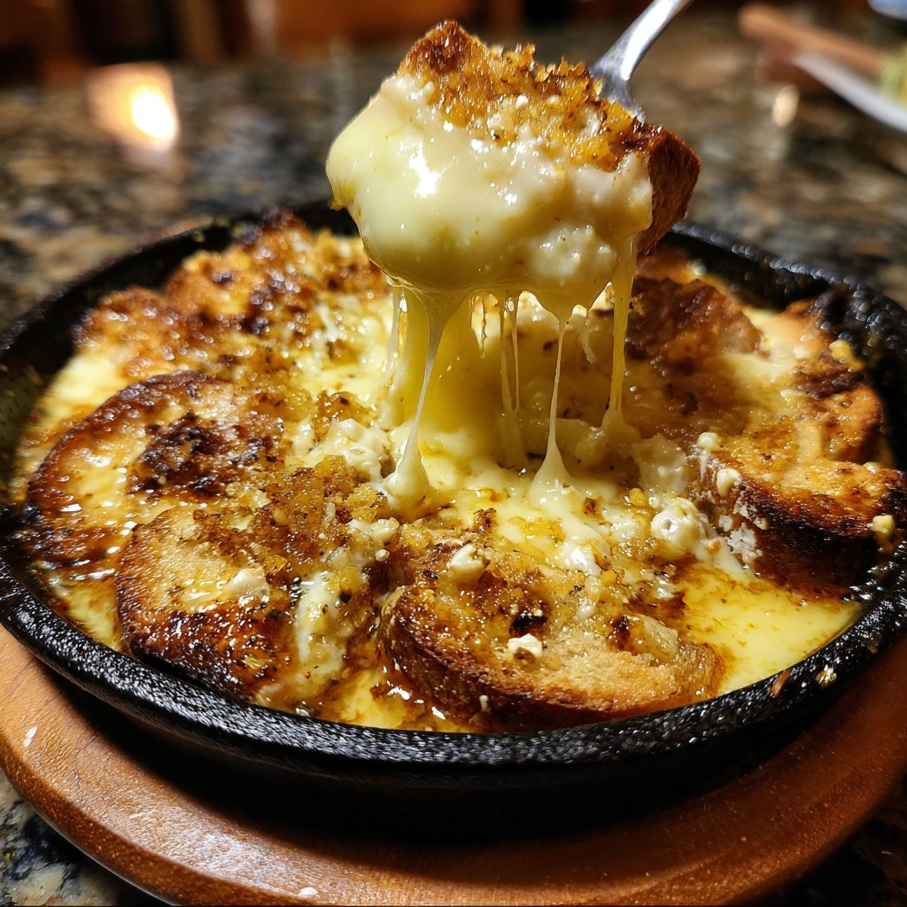 Fondue with Swiss Cheese and Garlic