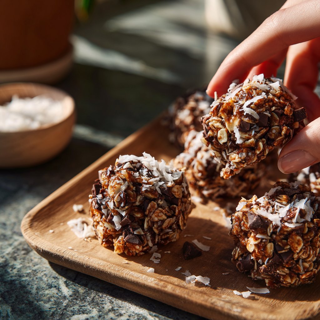 Chocolate Almond Coconut Granola Bites