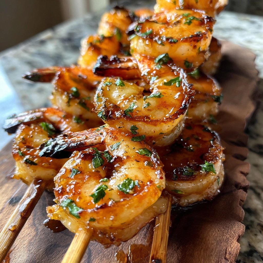 Honey Garlic Butter Shrimp Skewers
